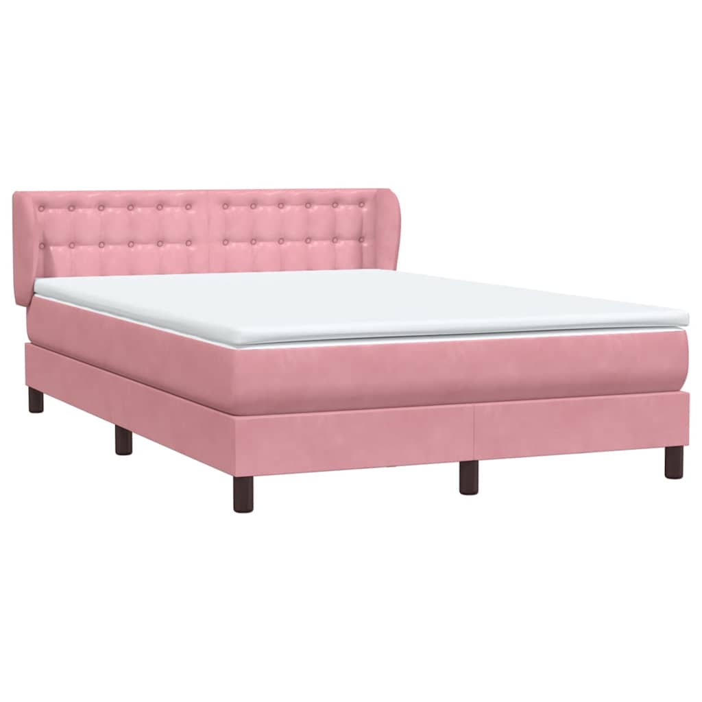 Sommier à lattes de lit avec matelas rose 160x220 cm velours - XIOS