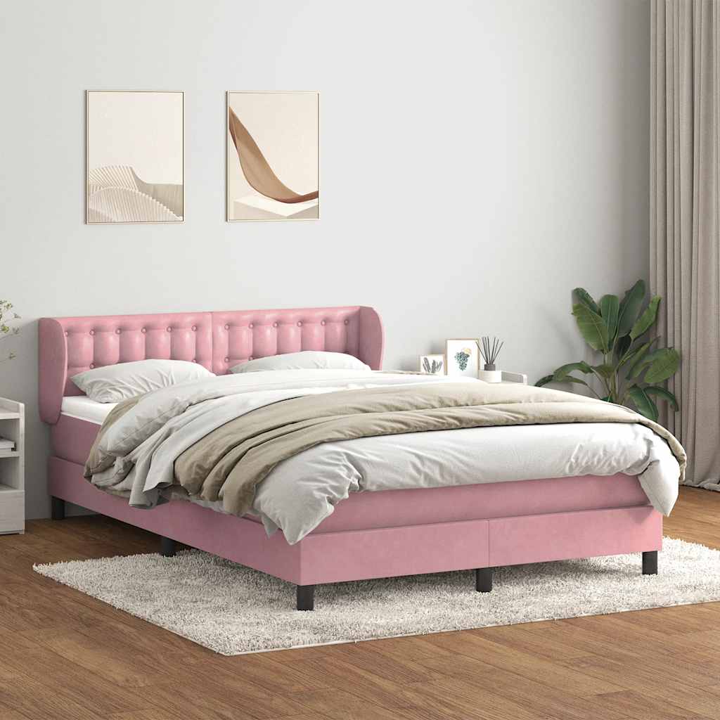 Sommier à lattes de lit avec matelas rose 160x220 cm velours - XIOS
