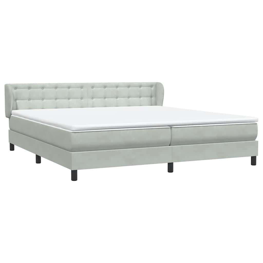 Sommier à lattes de lit et matelas gris clair 180x220cm velours - XIOS