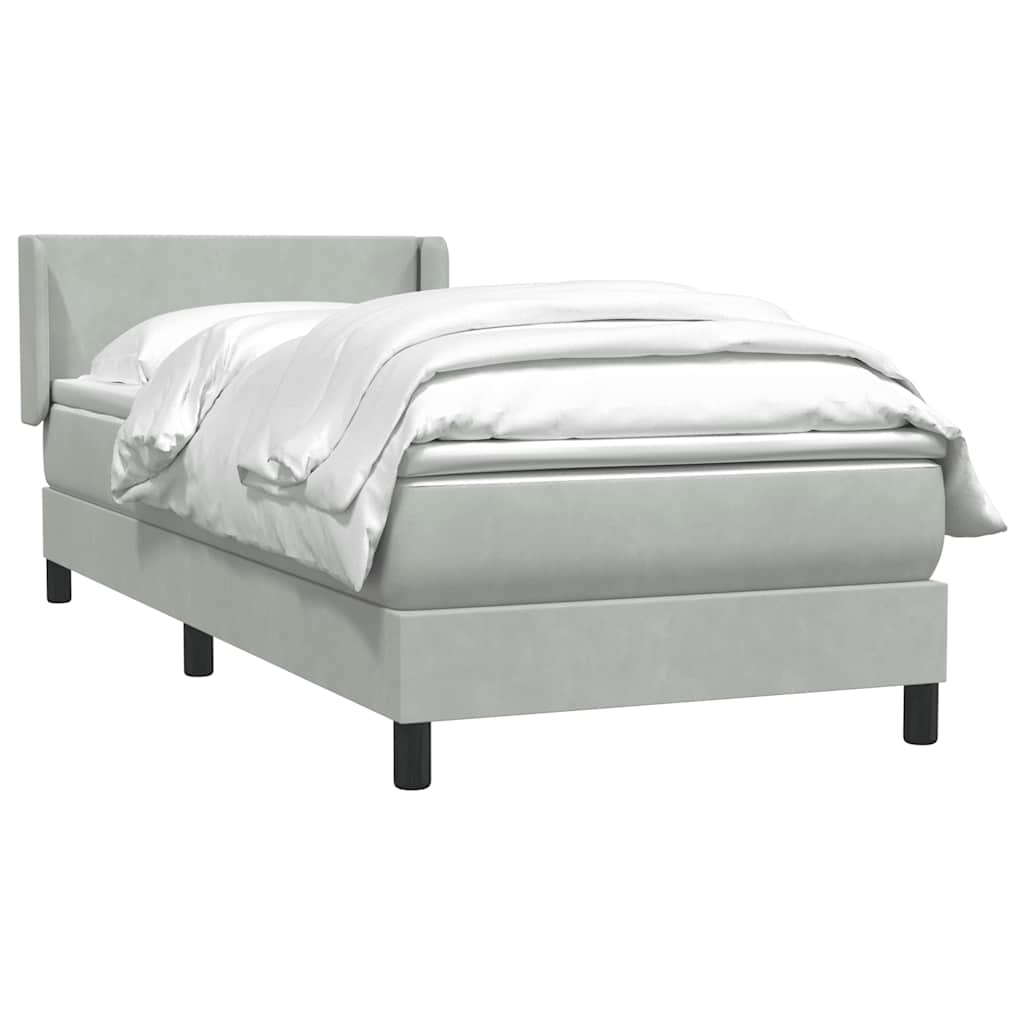 Sommier à lattes de lit et matelas gris clair 80x210 cm velours - XIOS
