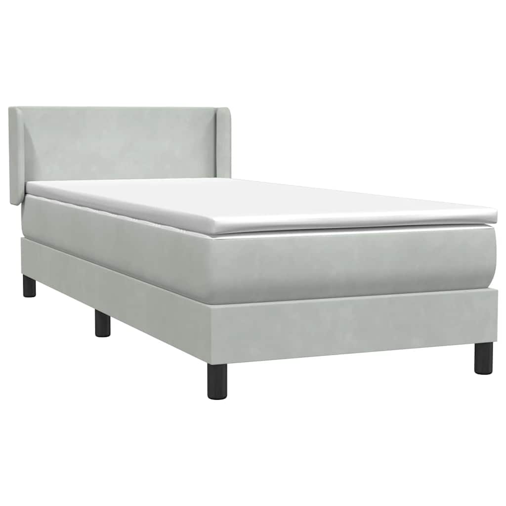 Sommier à lattes de lit et matelas gris clair 90x210 cm velours - XIOS