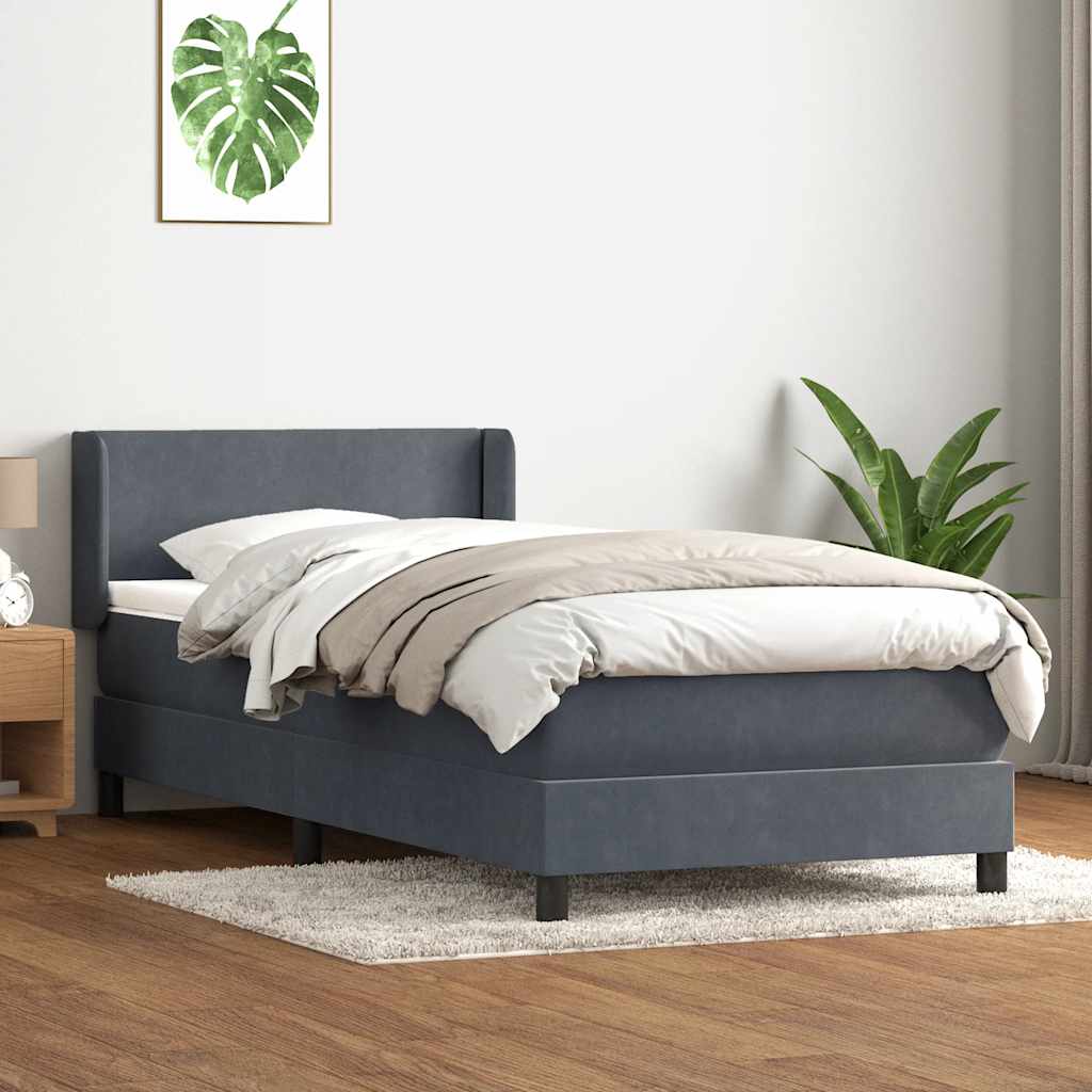 Sommier à lattes de lit et matelas gris foncé 90x210 cm velours - XIOS