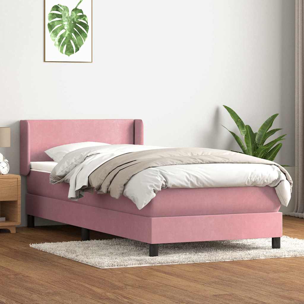 Sommier à lattes de lit avec matelas rose 90x210 cm velours - XIOS
