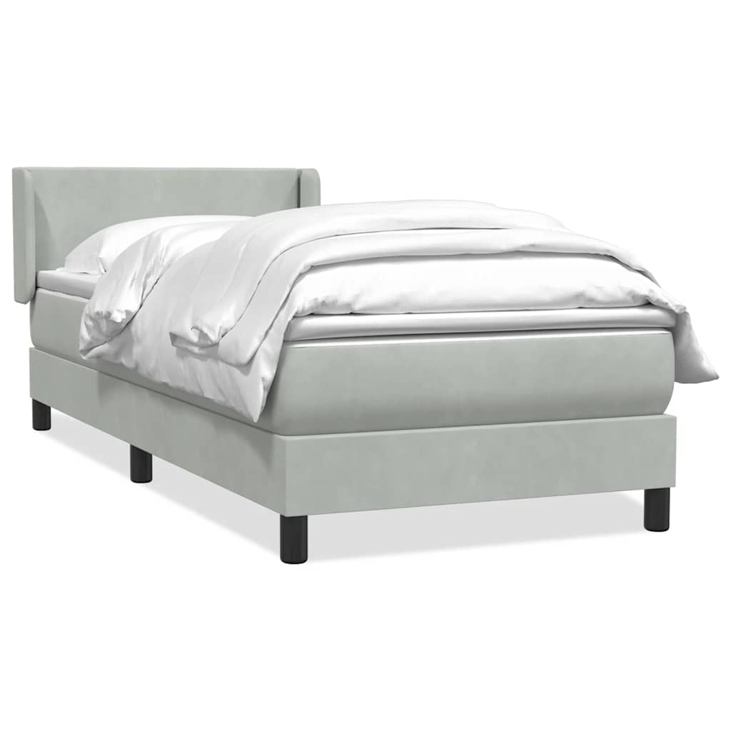 Sommier à lattes de lit et matelas gris clair 100x210cm velours - XIOS