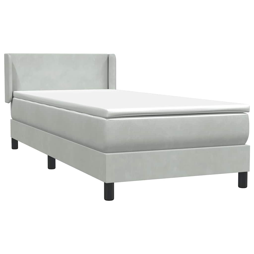 Sommier à lattes de lit et matelas gris clair 100x210cm velours - XIOS