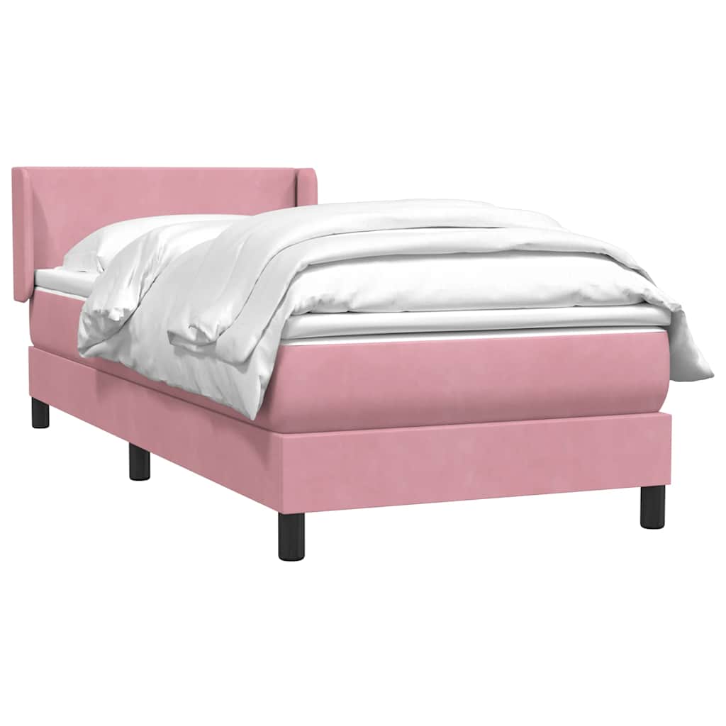 Sommier à lattes de lit avec matelas rose 100x210 cm velours - XIOS