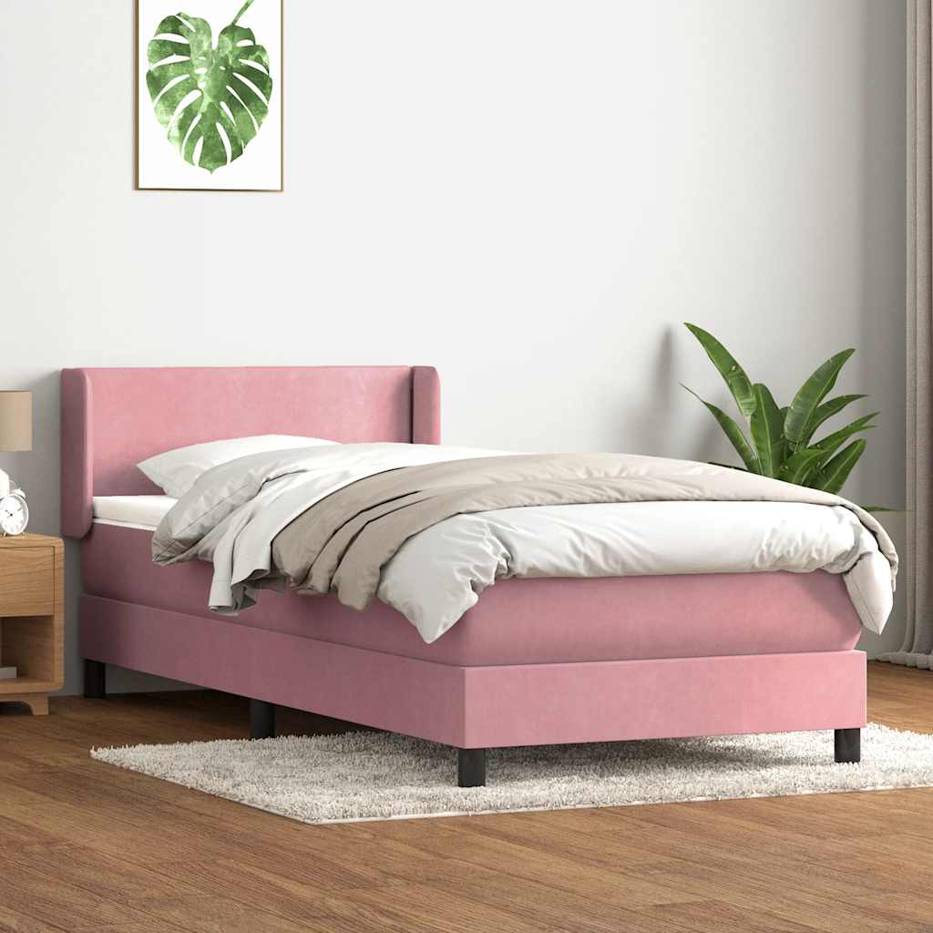 Sommier à lattes de lit avec matelas rose 100x210 cm velours - XIOS