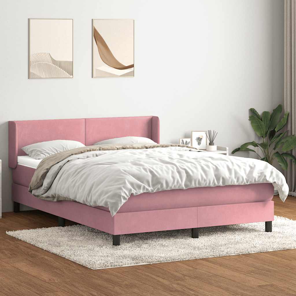 Sommier à lattes de lit avec matelas rose 140x210 cm velours - XIOS