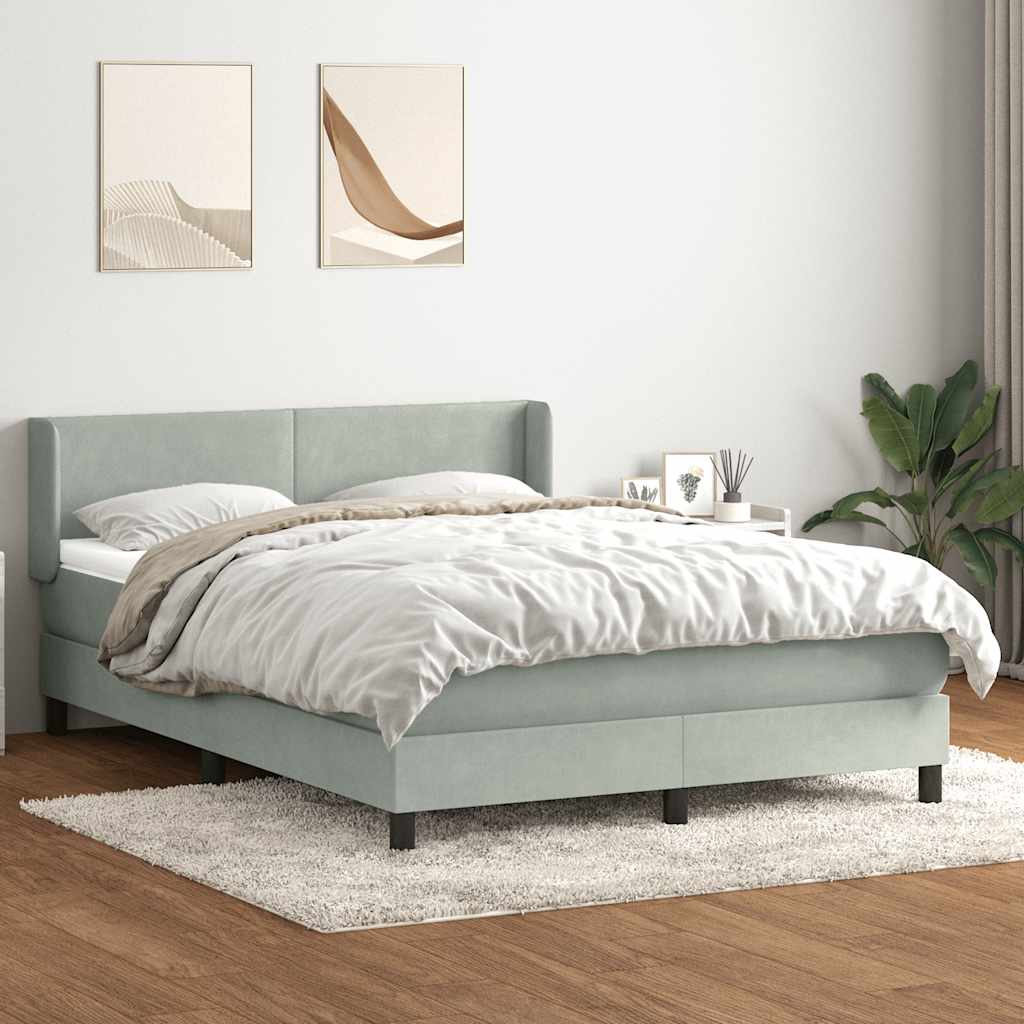 Sommier à lattes de lit et matelas gris clair 160x210cm velours - XIOS