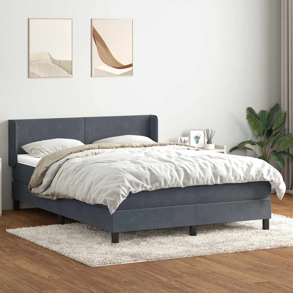 Sommier à lattes de lit et matelas gris foncé 160x210cm velours - XIOS