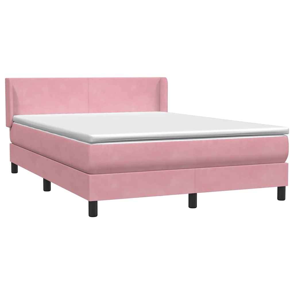 Sommier à lattes de lit avec matelas rose 160x210 cm velours