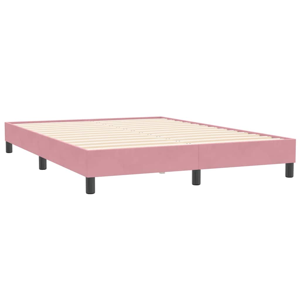 Sommier à lattes de lit avec matelas rose 160x210 cm velours - XIOS