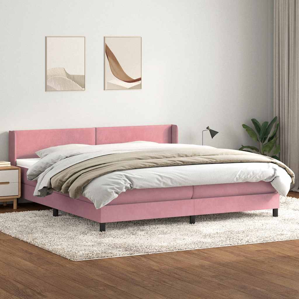 Sommier à lattes de lit avec matelas rose 180x210 cm velours - XIOS