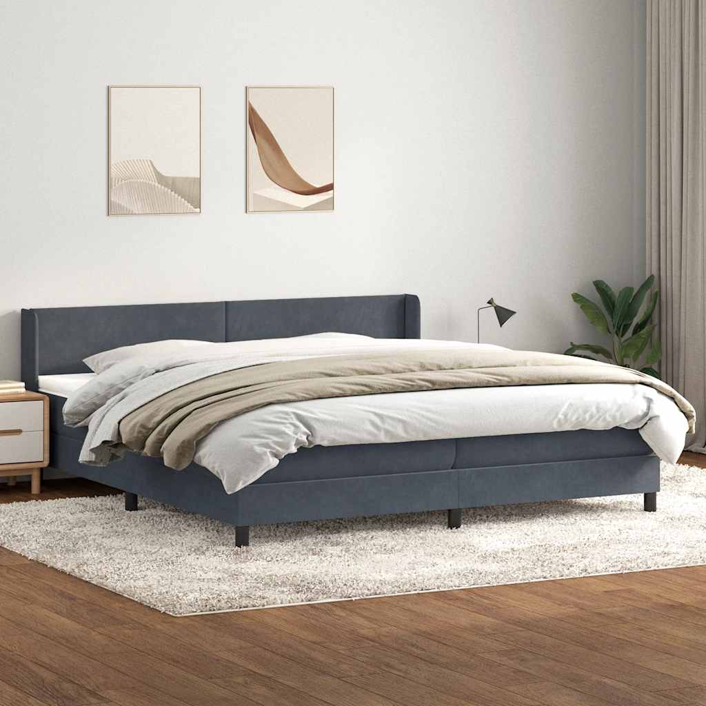 Sommier à lattes de lit et matelas gris foncé 200x210cm velours - XIOS