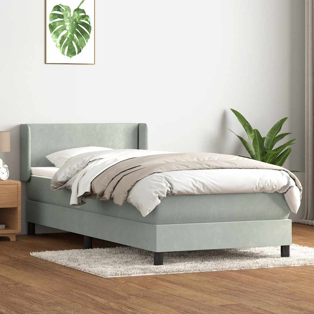 Sommier à lattes de lit et matelas gris clair 80x220 cm velours - XIOS