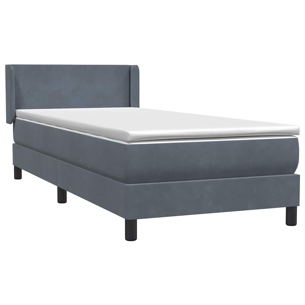 Sommier à lattes de lit et matelas gris foncé 80x220 cm velours - XIOS