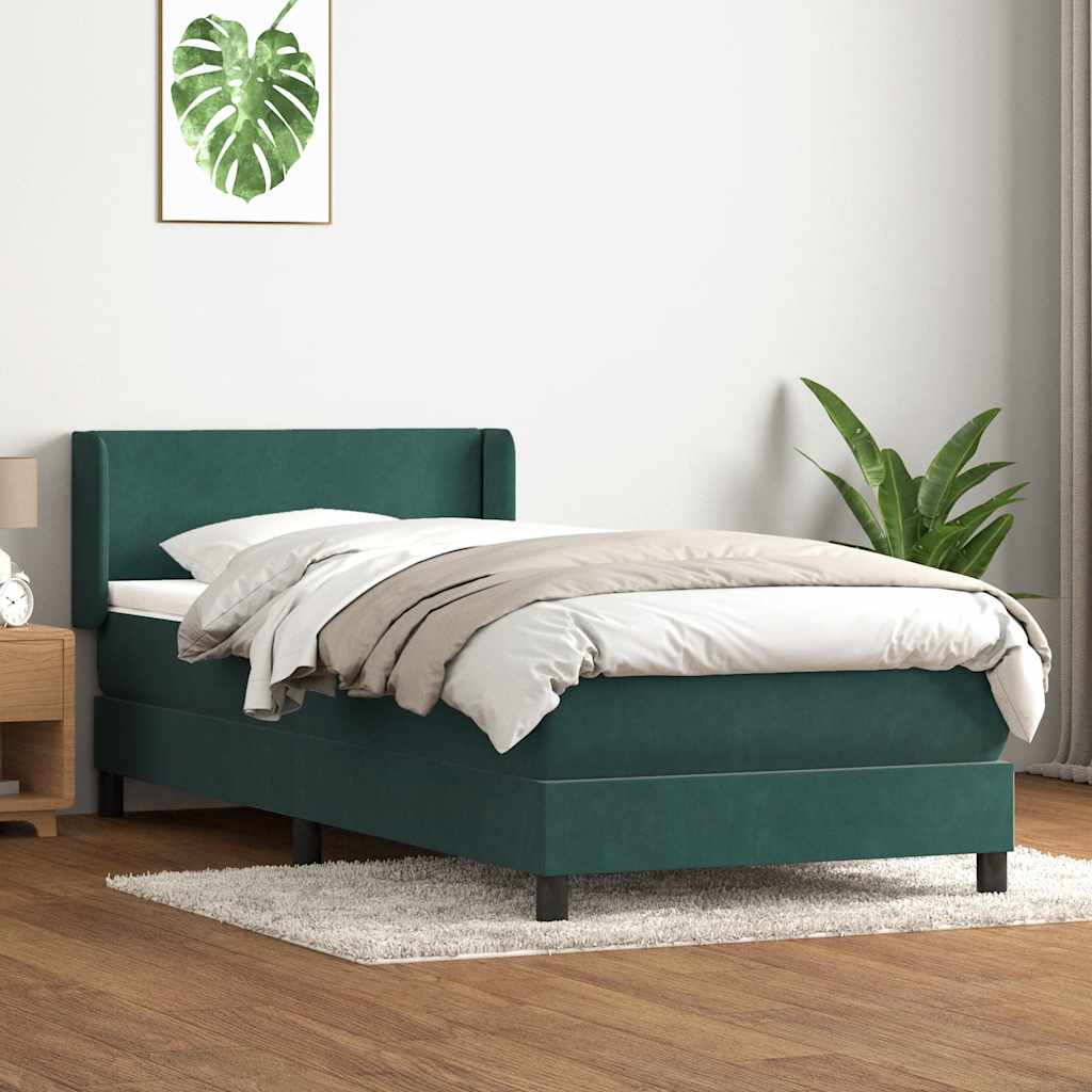 Sommier à lattes de lit et matelas vert foncé 80x220 cm velours - XIOS