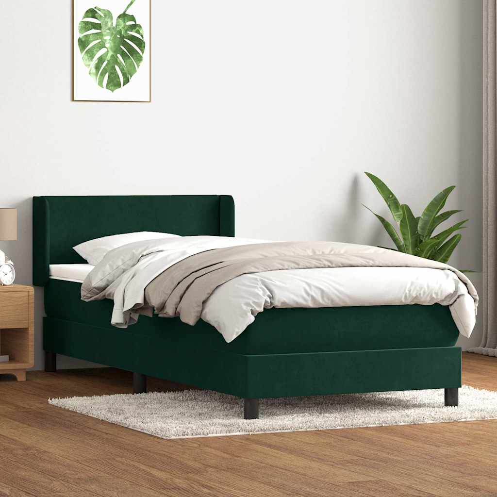 Sommier à lattes de lit et matelas vert foncé 80x220 cm velours - XIOS