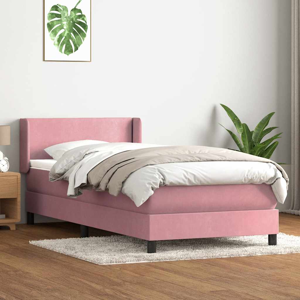 Sommier à lattes de lit avec matelas rose 80x220 cm velours - XIOS