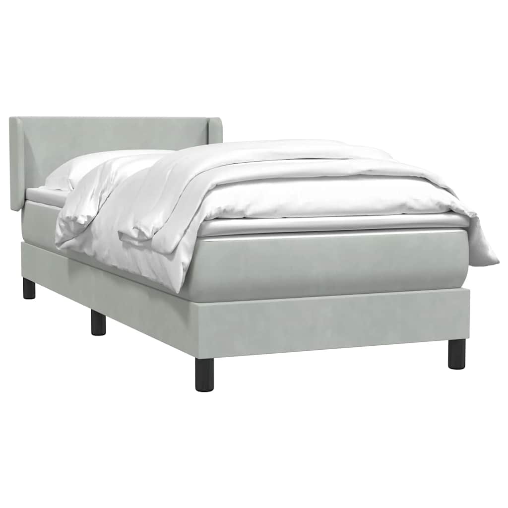 Sommier à lattes de lit et matelas gris clair 90x220 cm velours - XIOS