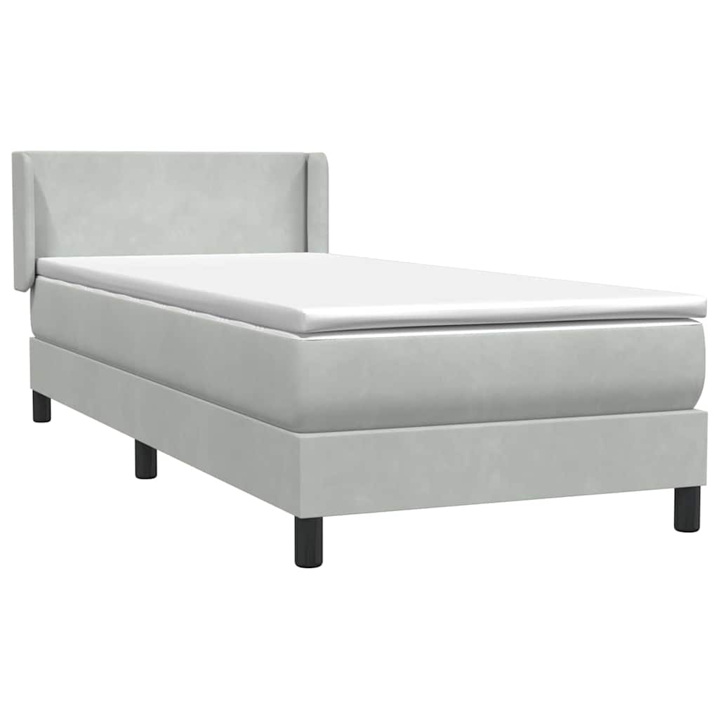 Sommier à lattes de lit et matelas gris clair 90x220 cm velours - XIOS