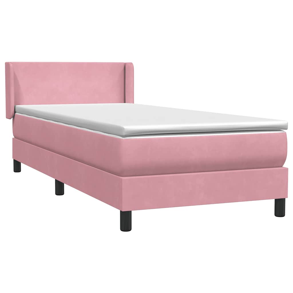 Sommier à lattes de lit avec matelas rose 90x220 cm velours - XIOS