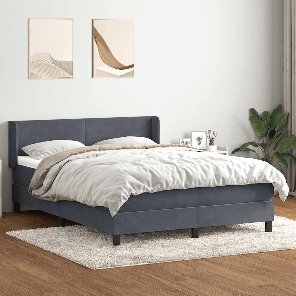 Sommier à lattes de lit et matelas gris foncé 140x220cm velours - XIOS