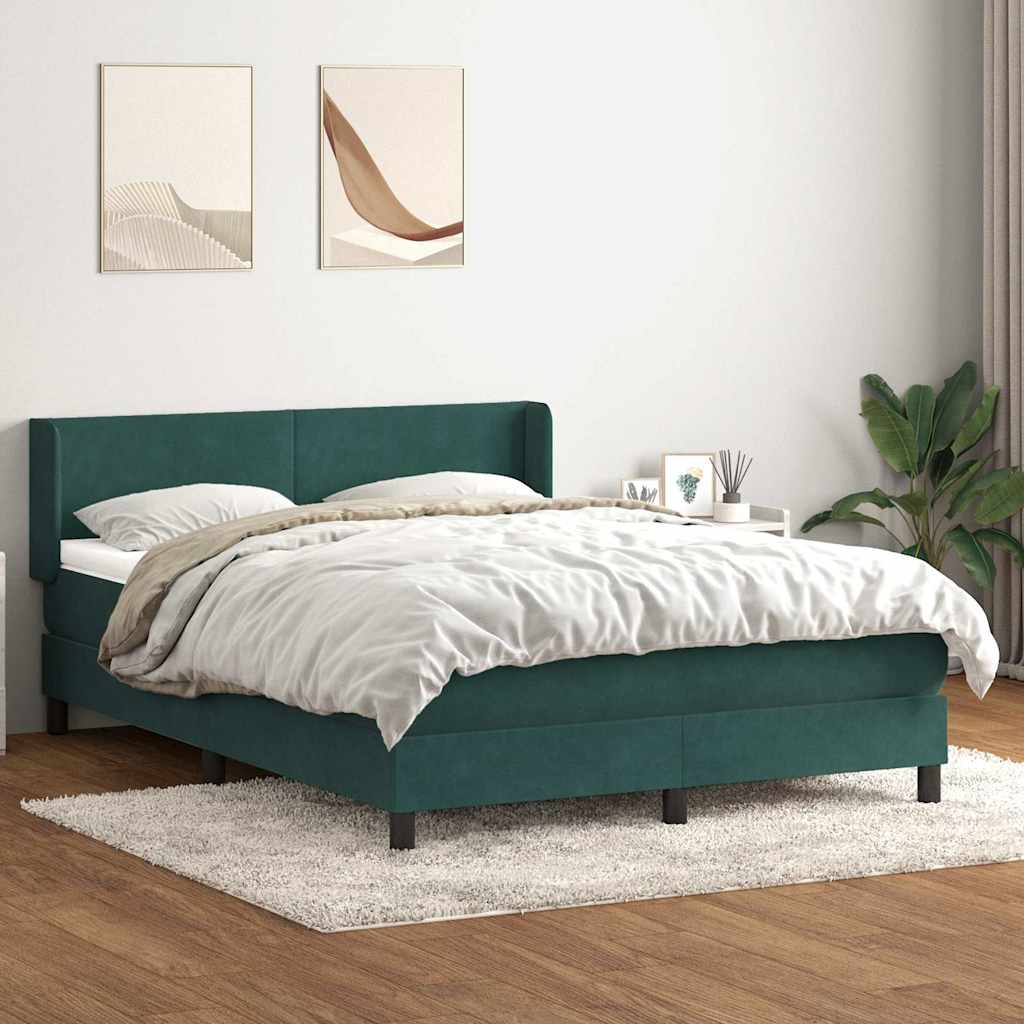 Sommier à lattes de lit et matelas vert foncé 160x220cm velours - XIOS