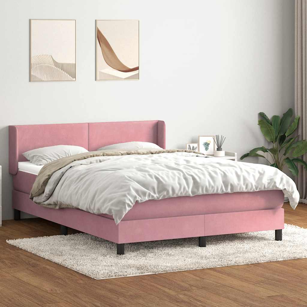 Sommier à lattes de lit avec matelas rose 160x220 cm velours - XIOS