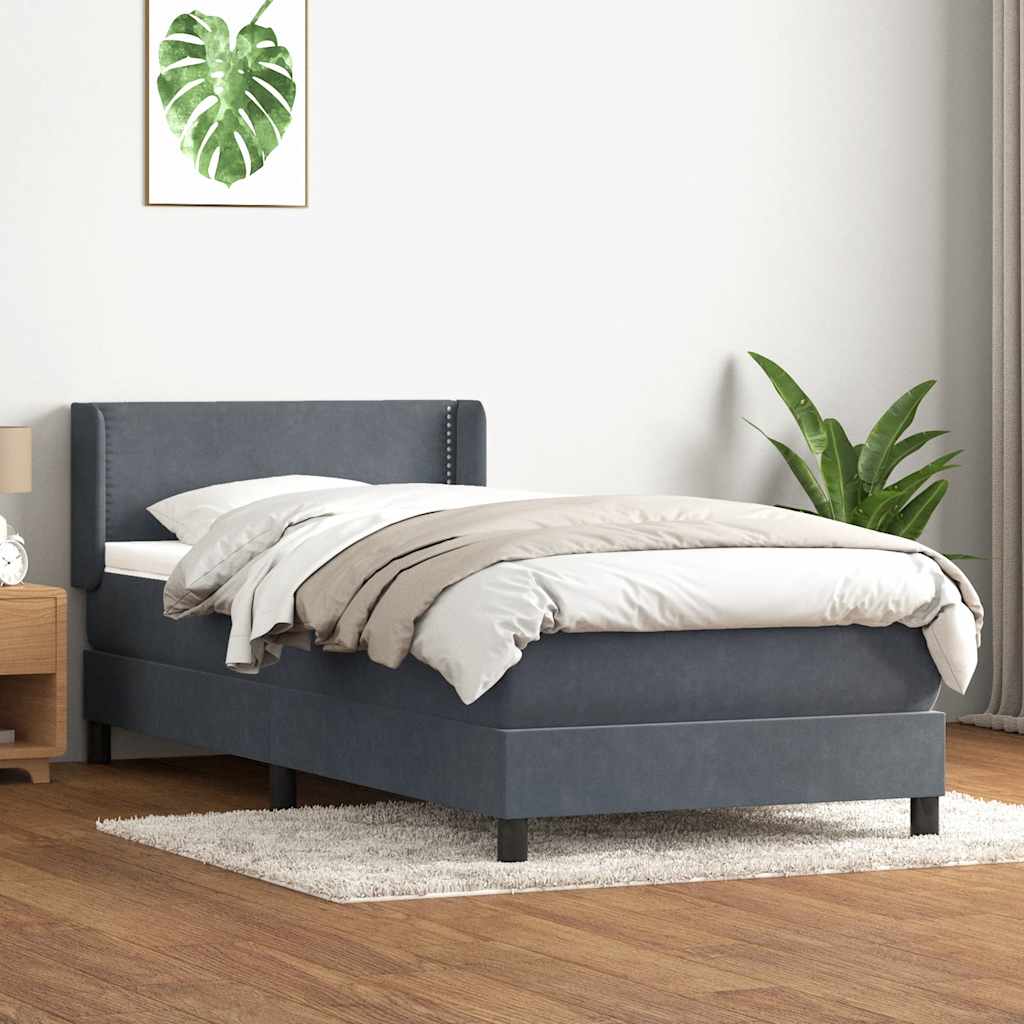 Sommier à lattes de lit et matelas gris foncé 90x210 cm velours - XIOS