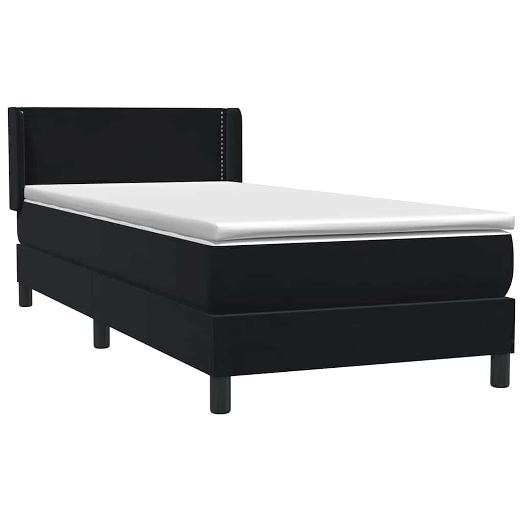 Sommier à lattes de lit avec matelas noir 90x210 cm velours - XIOS