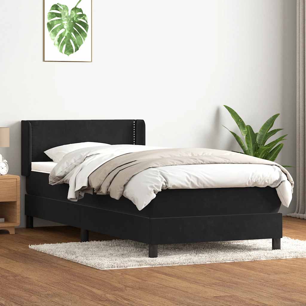 Sommier à lattes de lit avec matelas noir 90x210 cm velours - XIOS