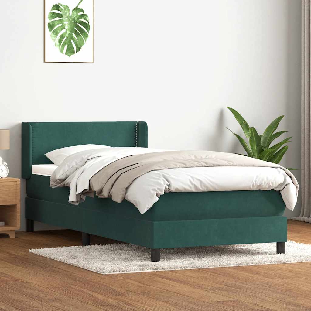 Sommier à lattes de lit et matelas vert foncé 100x210cm velours - XIOS