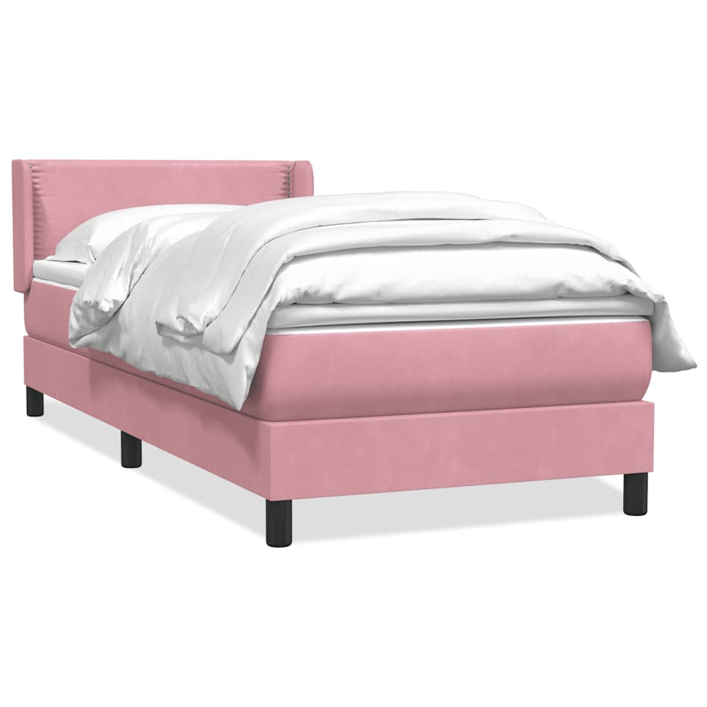 Sommier à lattes de lit avec matelas rose 100x210 cm velours - XIOS