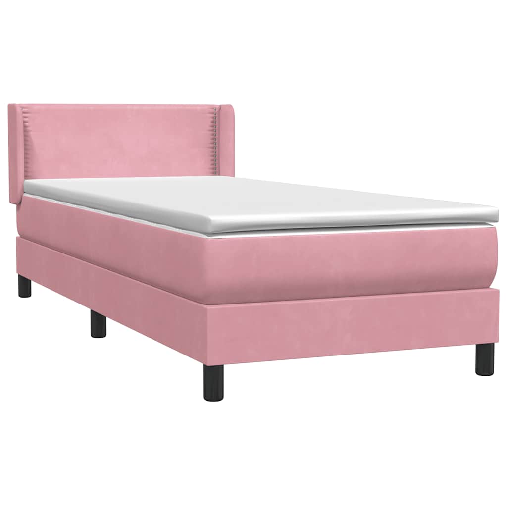 Sommier à lattes de lit avec matelas rose 100x210 cm velours - XIOS