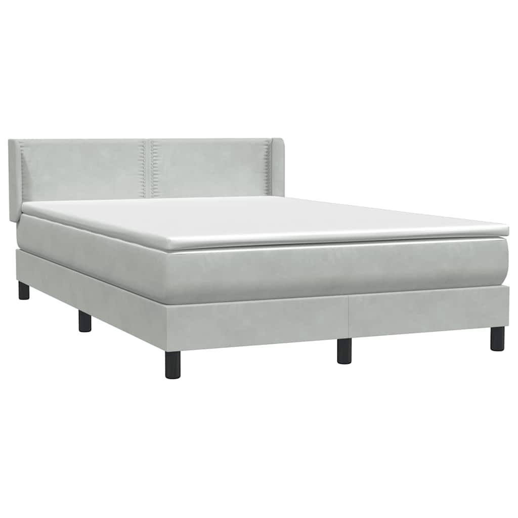 Sommier à lattes de lit et matelas gris clair 140x210cm velours - XIOS