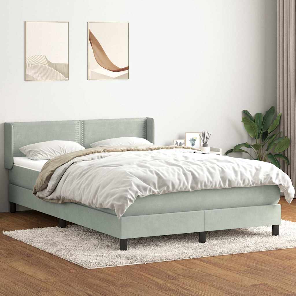 Sommier à lattes de lit et matelas gris clair 140x210cm velours - XIOS