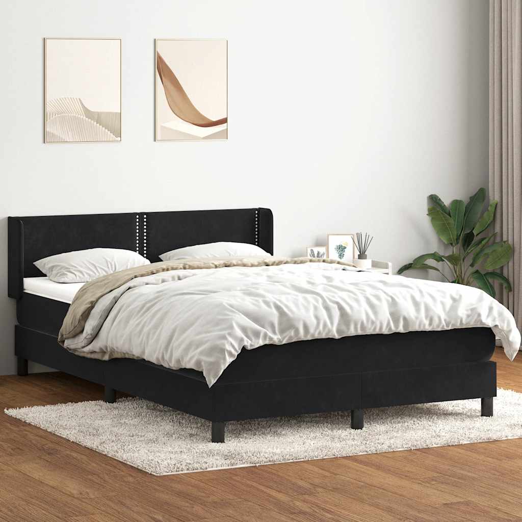 Sommier à lattes de lit avec matelas noir 160x210 cm velours - XIOS