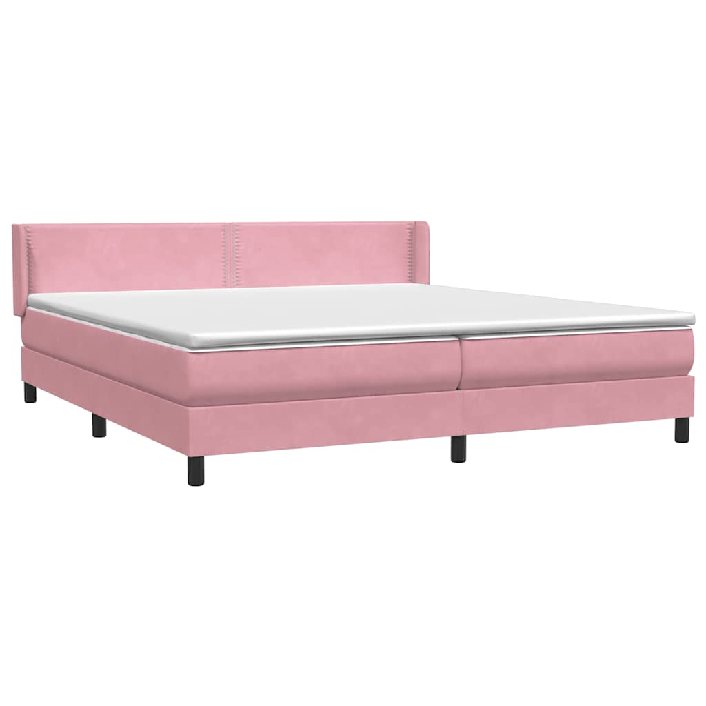 Sommier à lattes de lit avec matelas rose 180x210 cm velours - XIOS