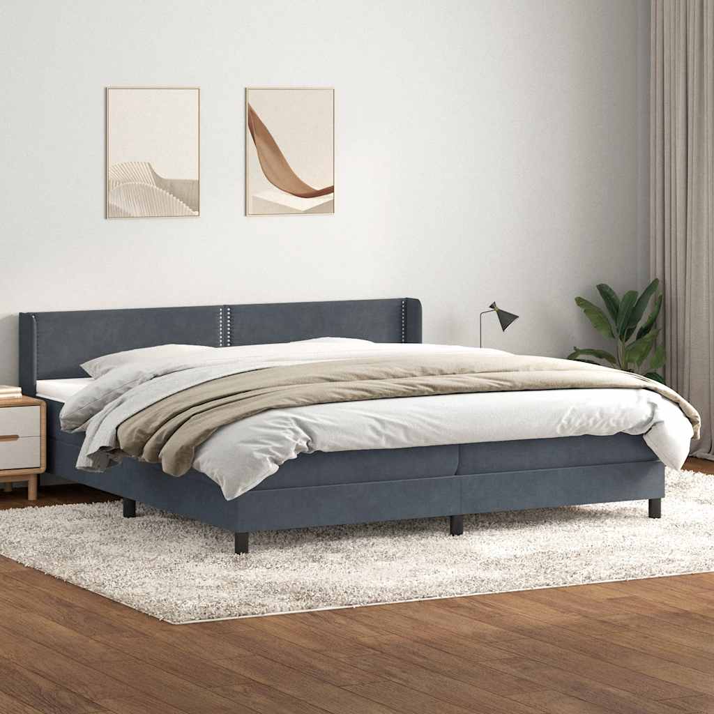 Sommier à lattes de lit et matelas gris foncé 200x210cm velours - XIOS