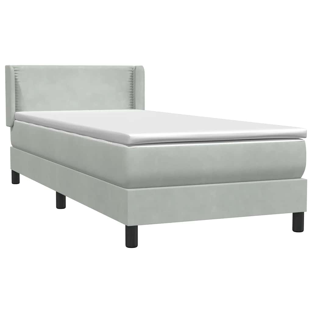Sommier à lattes de lit et matelas gris clair 80x220 cm velours - XIOS