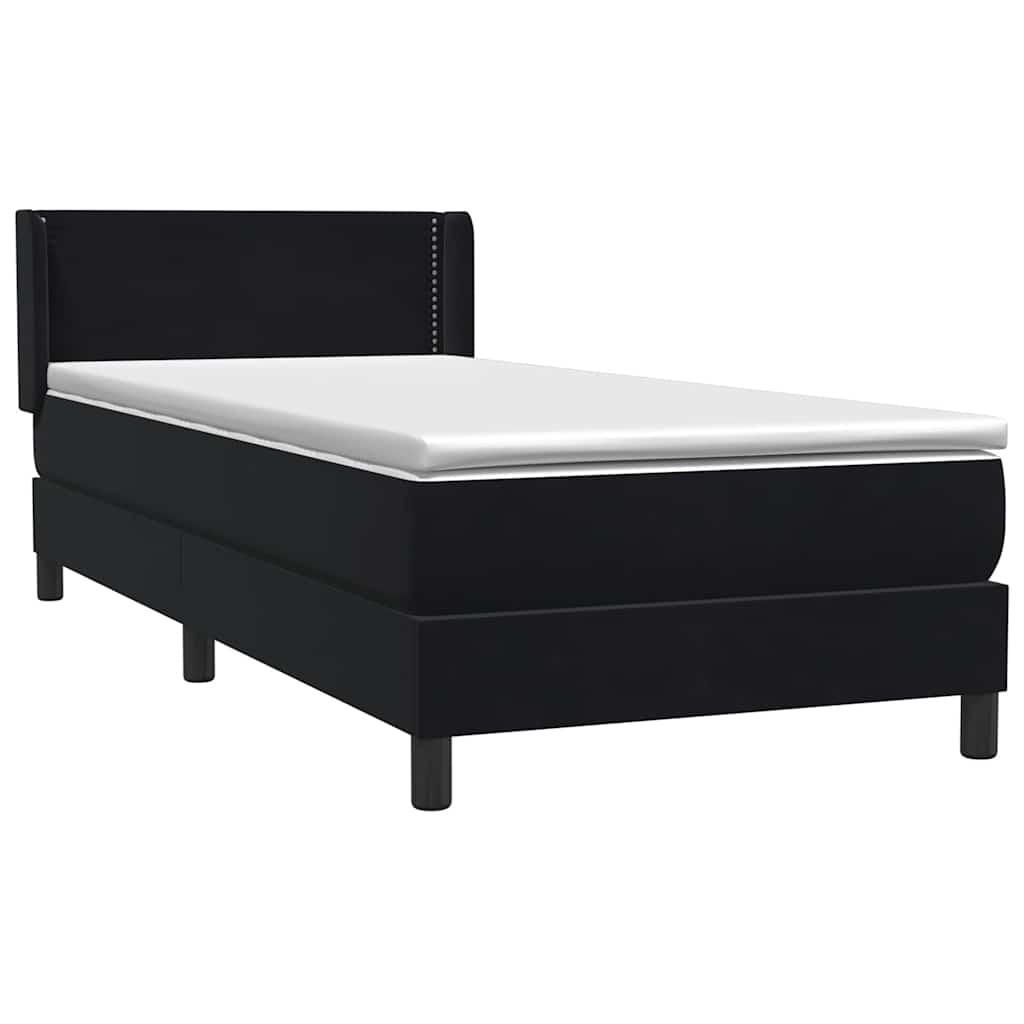 Sommier à lattes de lit avec matelas noir 80x220 cm velours - XIOS