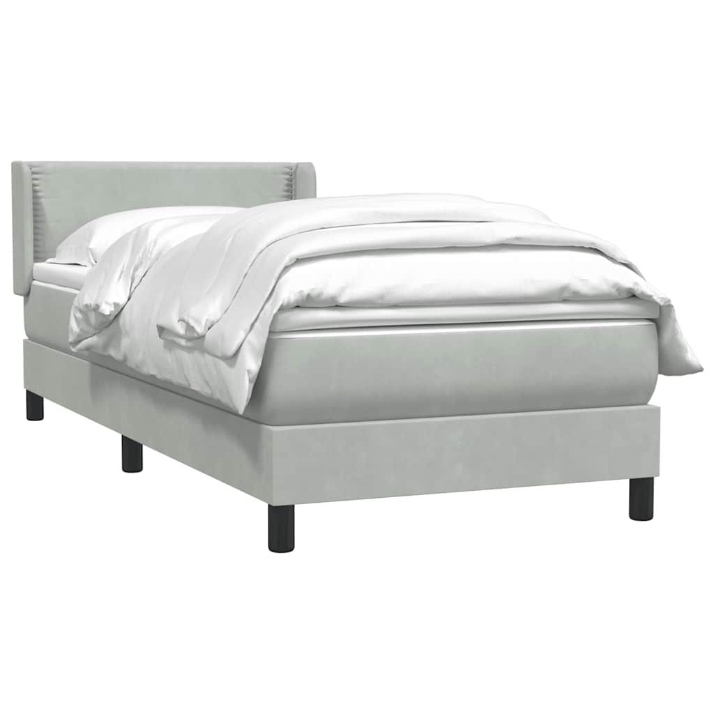 Sommier à lattes de lit et matelas gris clair 90x220 cm velours - XIOS