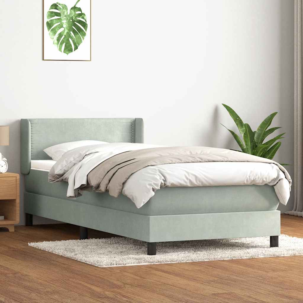 Sommier à lattes de lit et matelas gris clair 90x220 cm velours - XIOS
