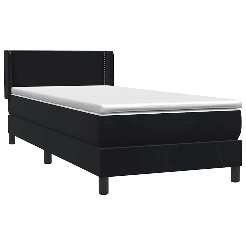 Sommier à lattes de lit avec matelas noir 90x220 cm velours - XIOS
