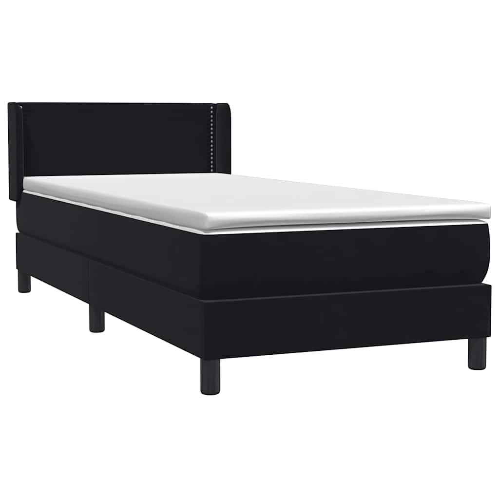 Sommier à lattes de lit avec matelas noir 100x220 cm velours - XIOS