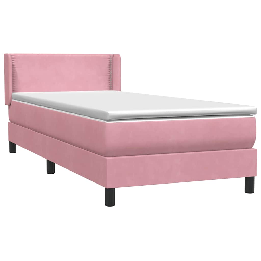 Sommier à lattes de lit avec matelas rose 100x220 cm velours - XIOS