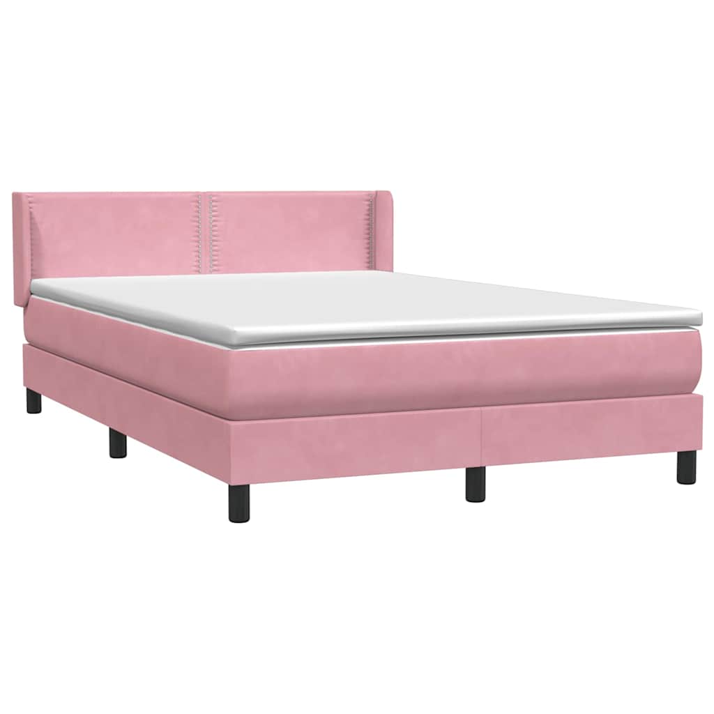 Sommier à lattes de lit avec matelas rose 160x220 cm velours - XIOS