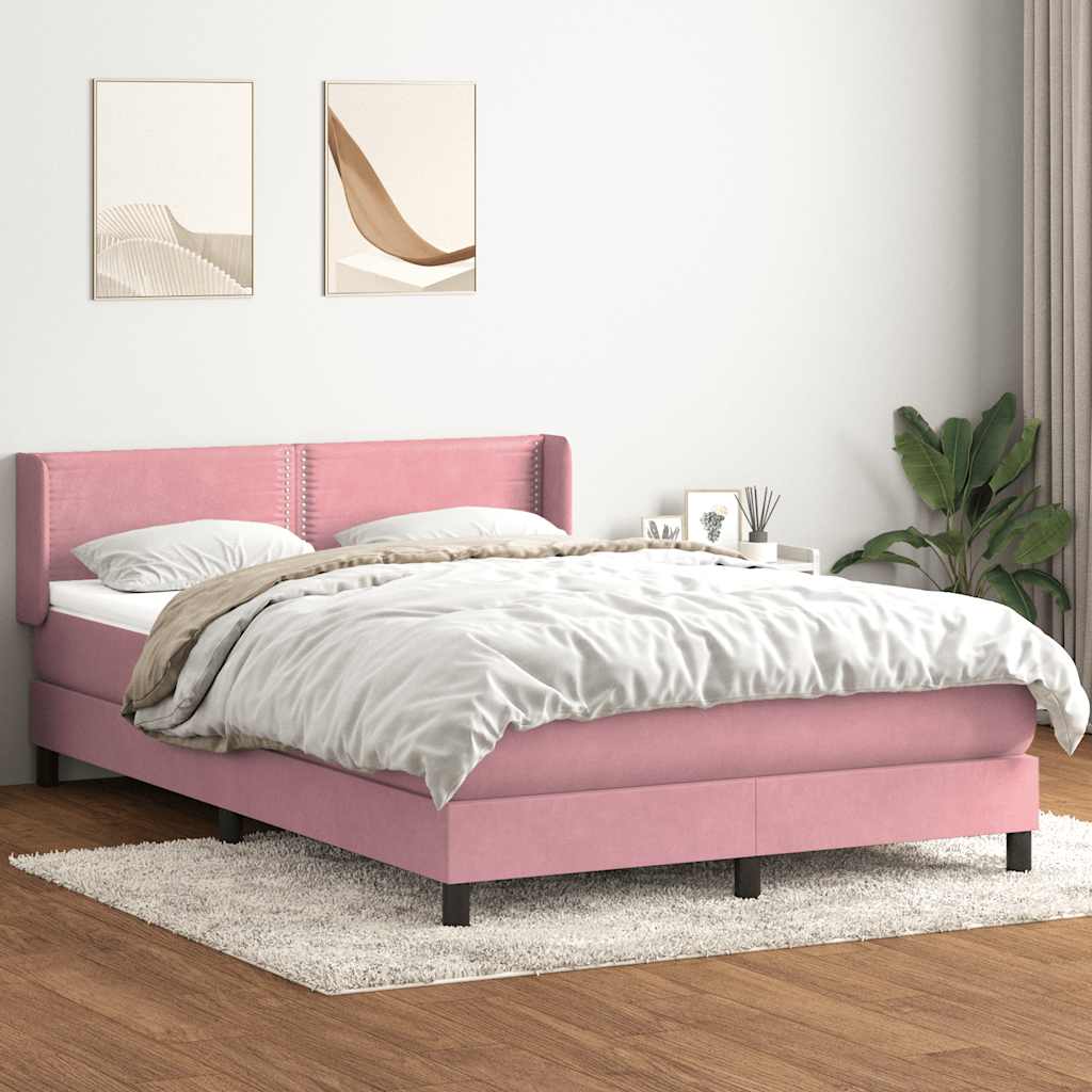 Sommier à lattes de lit avec matelas rose 160x220 cm velours - XIOS