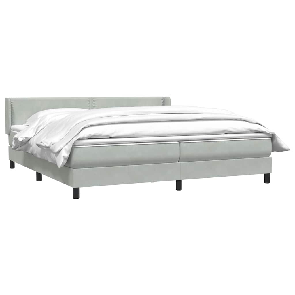 Sommier à lattes de lit et matelas gris clair 180x220cm velours - XIOS